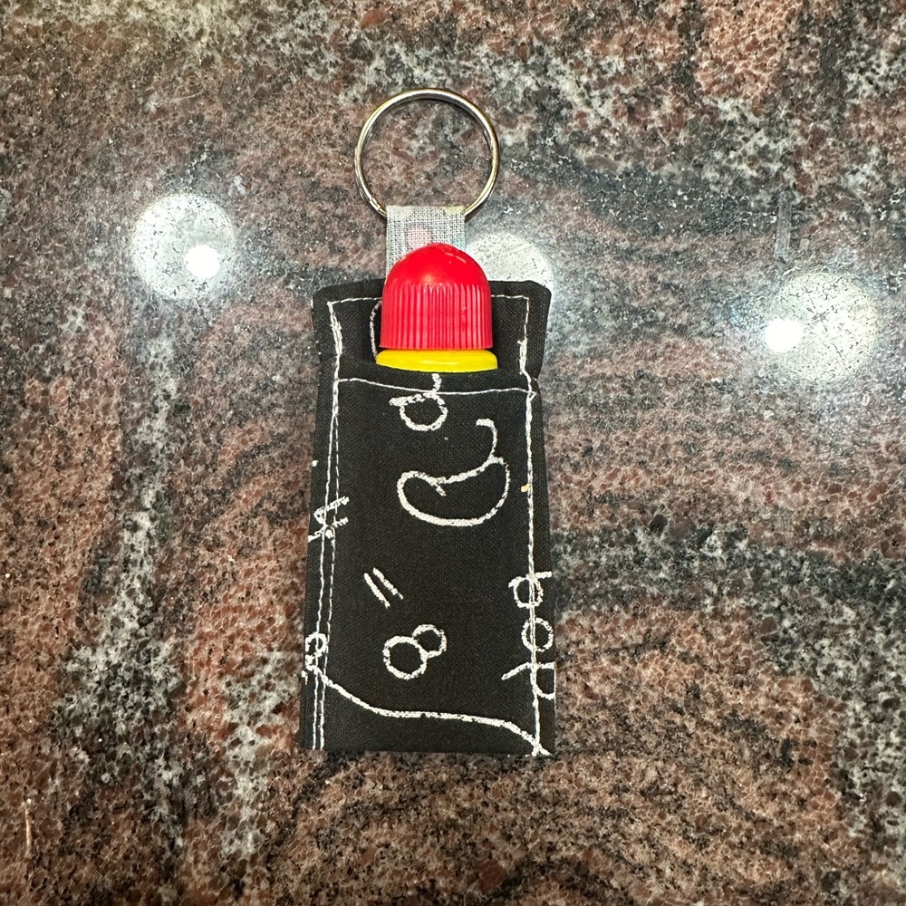 Handmade lip balm holder keychain- chalkboard print